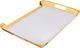 Al Saif Gallery steel tray set with gold edges, 3 pieces, rectangular - white product image 3