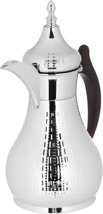Al Saif Gallery Haila Steel Thermos, 1 litre, wooden hand engraved, steel inner case, steel outer case - silver product image 3