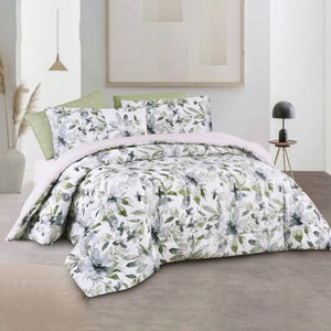 طقم لحاف ساليرنو مايكروفايبر، 240x260 سم، نفرين، 9 قطع - ابيض اخضر product image