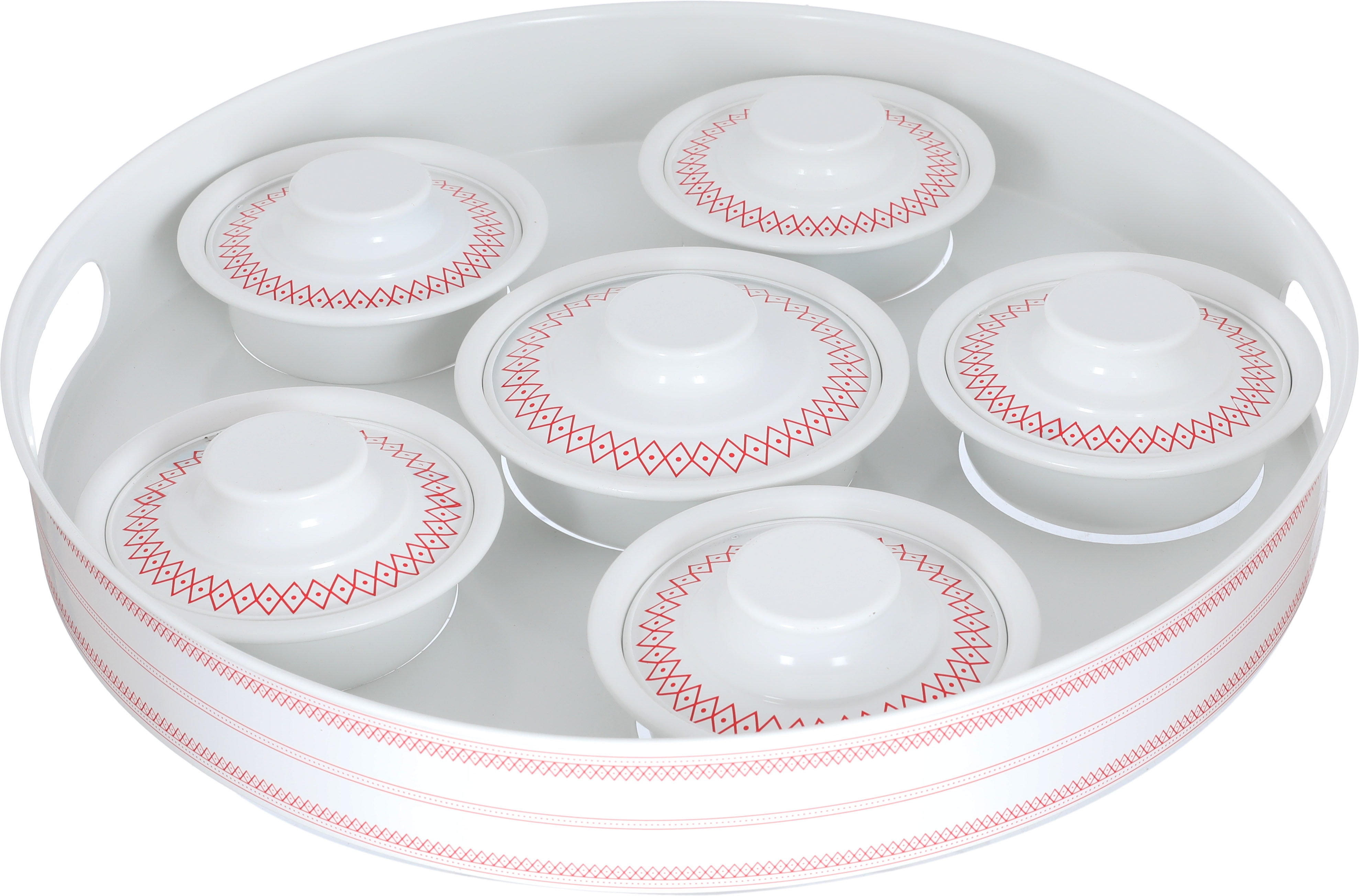 Al Asayel Melamine Serving Plates Set, 7 Pieces - White product image 2