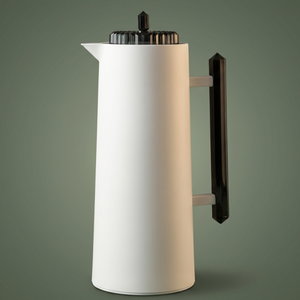 Glory Lean Thermos, 1 Liter, Glass Inner Container, Push Button, Black Handle - Black & White product image