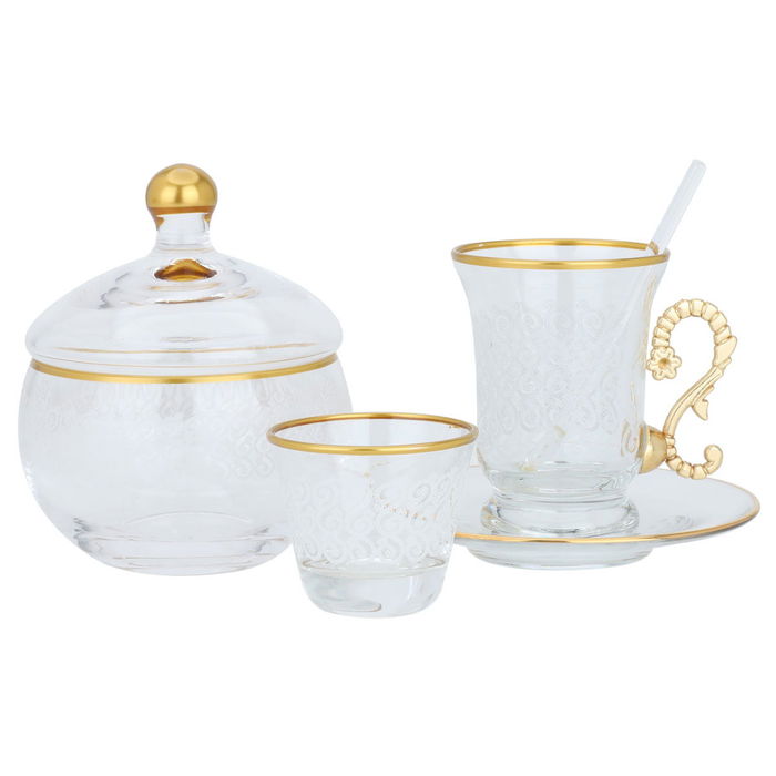 Al Saif Gallery crystal glass set, engraving, 50 pieces, with gold-white font product image 1