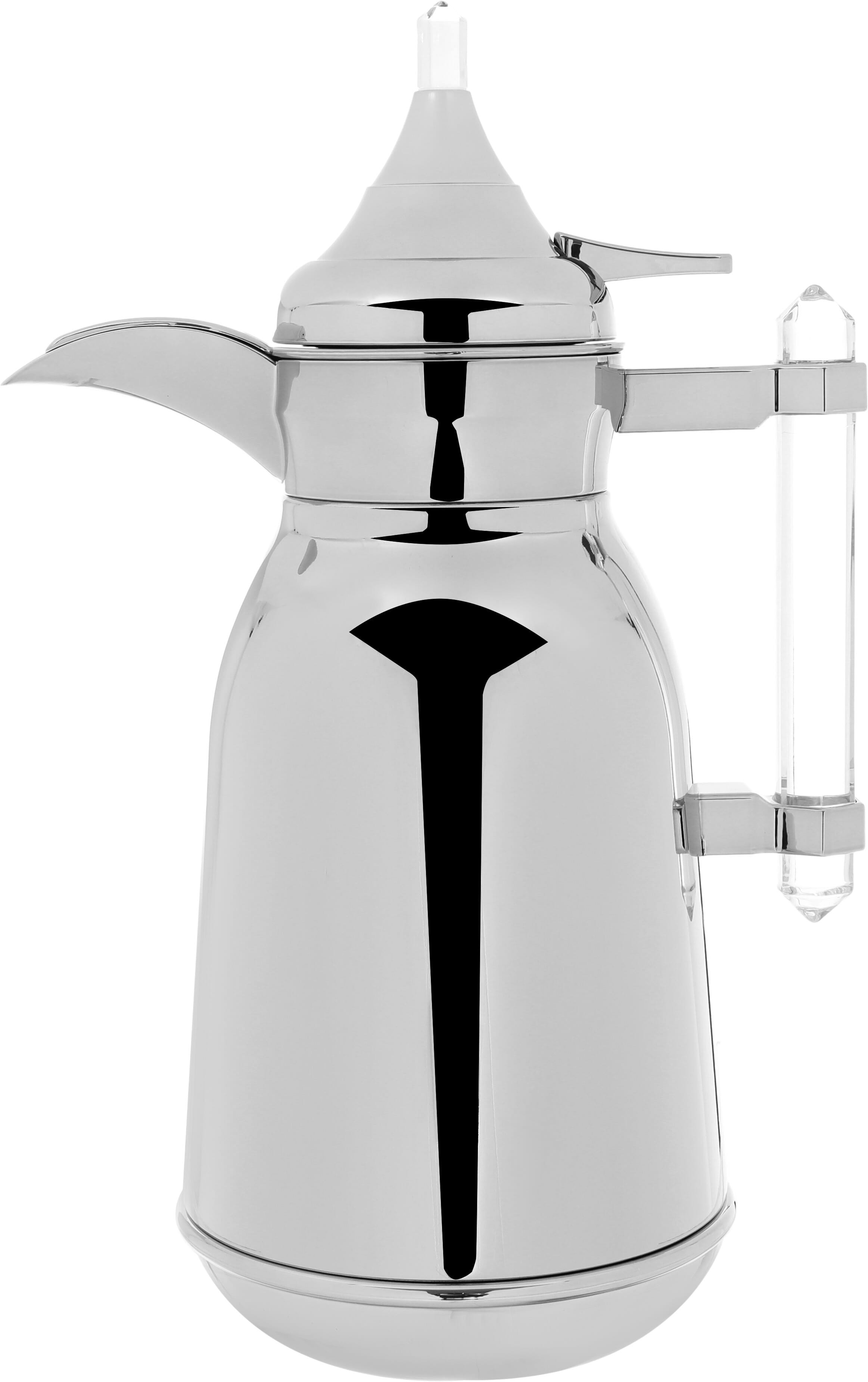 Al Saif Gallery Shahad thermos set, 1/1 liter, with transparent handle, two pieces, thermal glass inner container, steel outer shell - silver product image 2