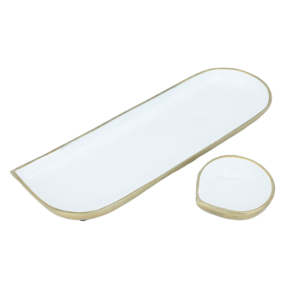 Al Saif Gallery porcelain serving plate, 38.5 x 13 x 3.2 cm, with small bowl - white product image 2