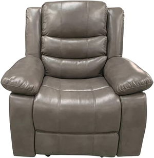 كرسي استرخاء خشب باك كومفورت، 92×102×98 سم، خامة خارجية جلد - رمادي product image