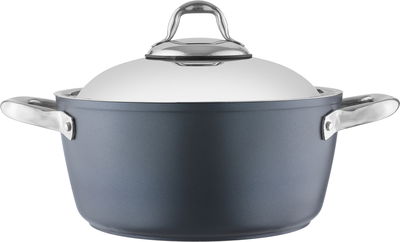 طقم قدور المونيوم صافلون، 10 قطع، مطلي تيفال من الداخل - رمادي غامق product image 6