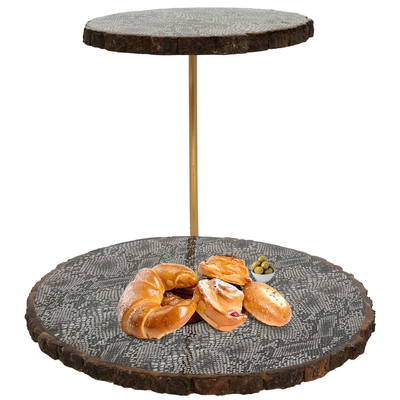 صحن تقديم خشب + معدن السيف غاليري، 32x32x30 سم، دائري، دورين - أسود product image 1