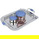 Al Saif Gallery Steel Toferia Set, 41x26x4 cm, 2 dates with blue lid, glass bowl, 4 pieces - silver product image 1