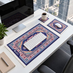 طقم ماوس باد وكيبورد على شكل سجاد مطاط سجادتي، 3 قطع، تصميم سجاد شرقي - متعدد الالوان product image