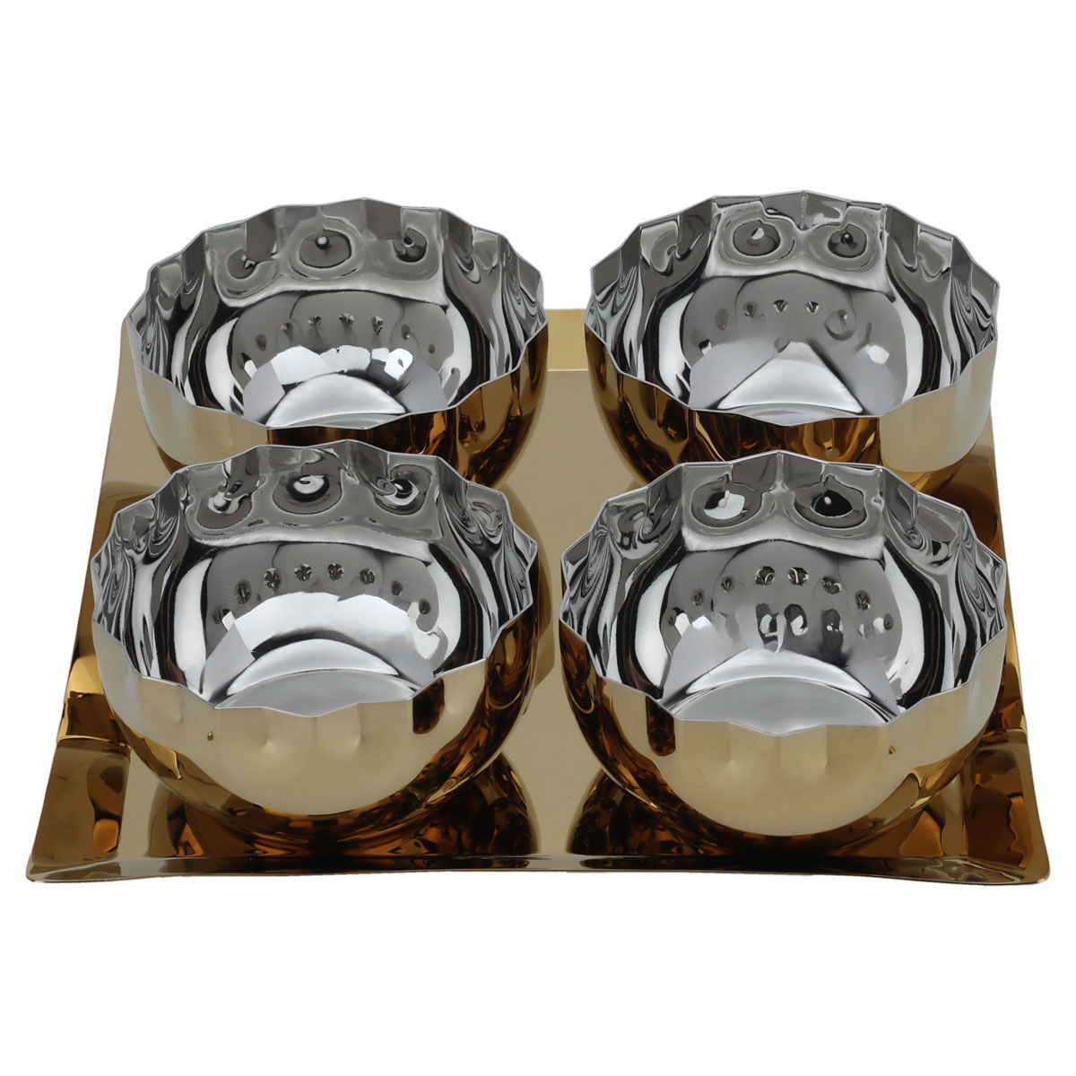 Al Saif Gallery steel bowls set, with tofaria, 4 pieces - gold product image