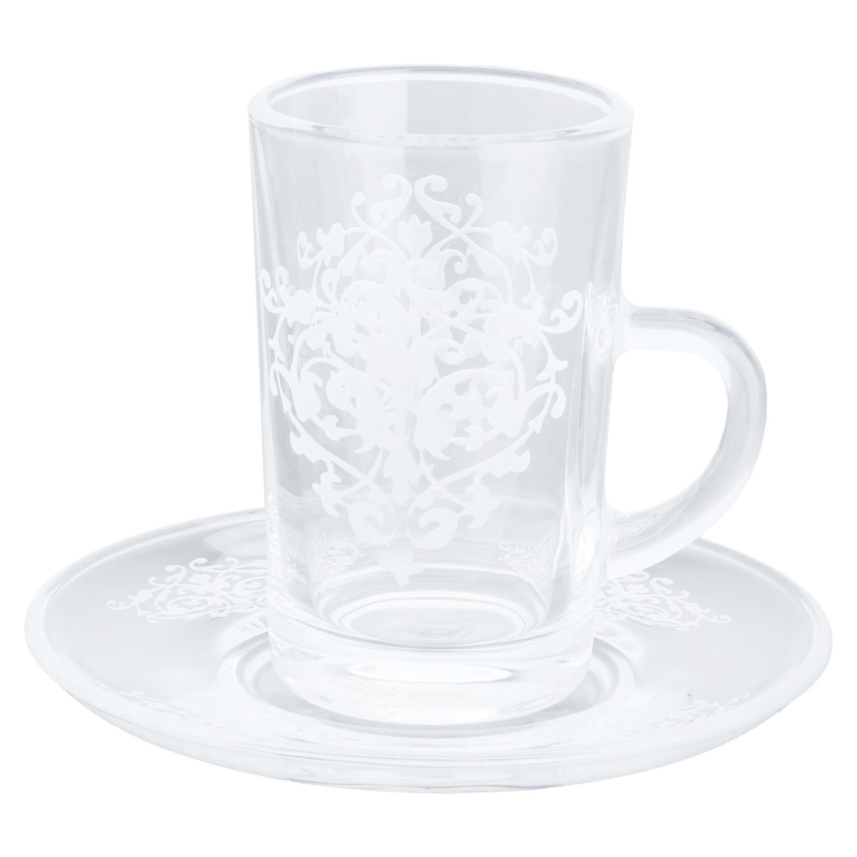 Al Saif Gallery glass jars and saucer set, 12 pieces, engraved white - transparent product image 2