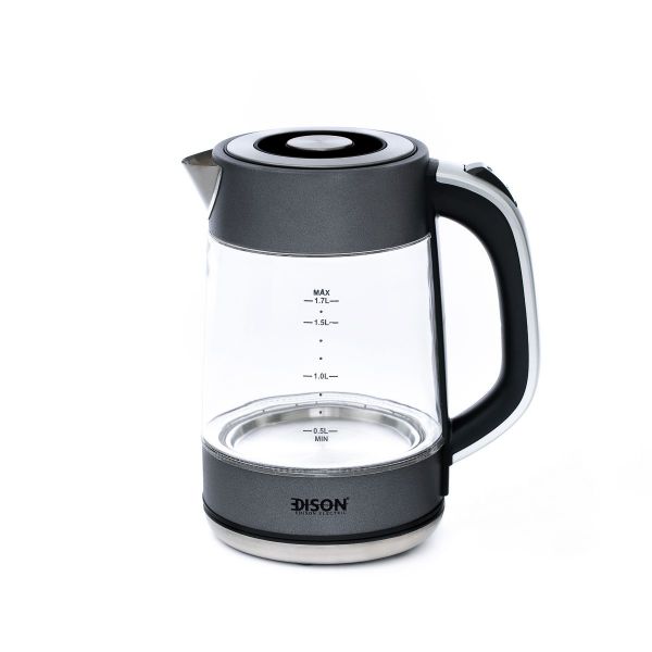 غلاية كهربائية زجاج إديسون، 1.7 لتر، 2200 واط - رمادي product image 1