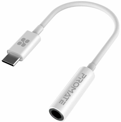 محول تايب سي بروميت، 3.5 ملم، كيبل موصل ميكروفون، لمدخل AUX - أبيض product image 1