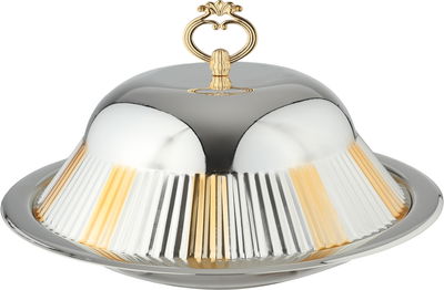 Al Saif Gallery Gozi Steel Serving Tray, 36x36x14 cm - Silver Gold product image 1