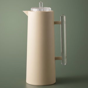 Glory Lean Thermos, 1 Liter, Glass Inner Container, Push Button, Transparent Handle - Dark Beige product image