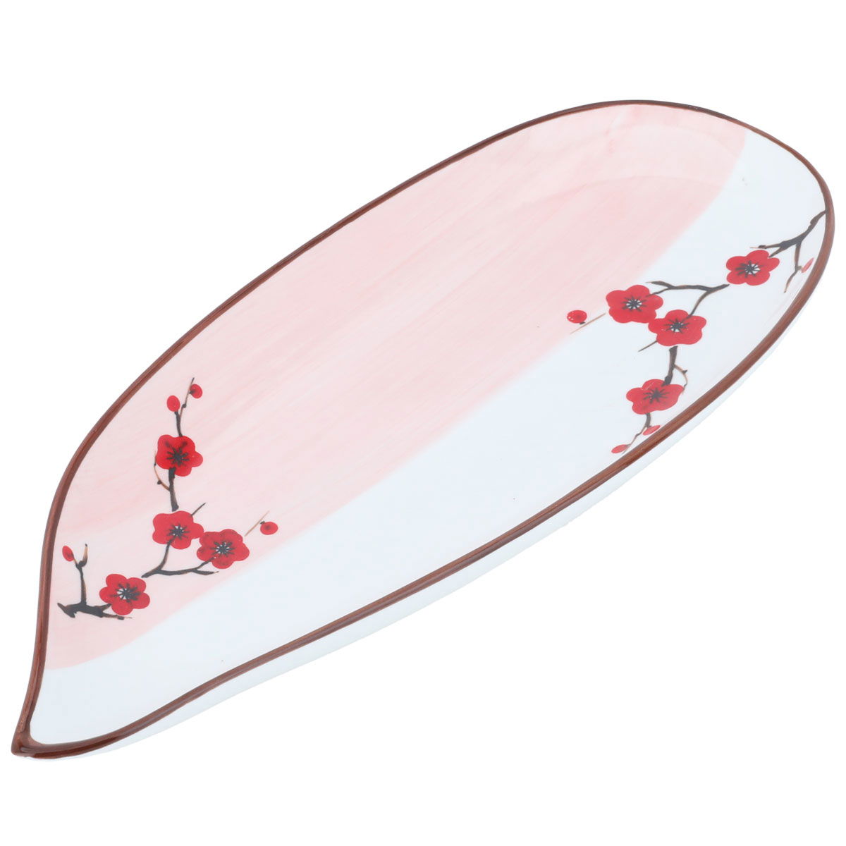 Al Saif Gallery porcelain dessert plate, 12 inches, teardrop shape, flower pattern - white product image