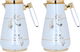 Al Saif Gallery Jiyad thermos set, two pieces, 1/0.75 liter, horse pattern, thermal glass inner case, steel outer shell - cream product image 1