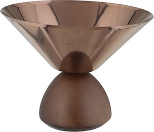 Al Saif Gallery Stainless Steel Serving Stand, 16x16x13 cm, Wooden Base, Round - Brass product image