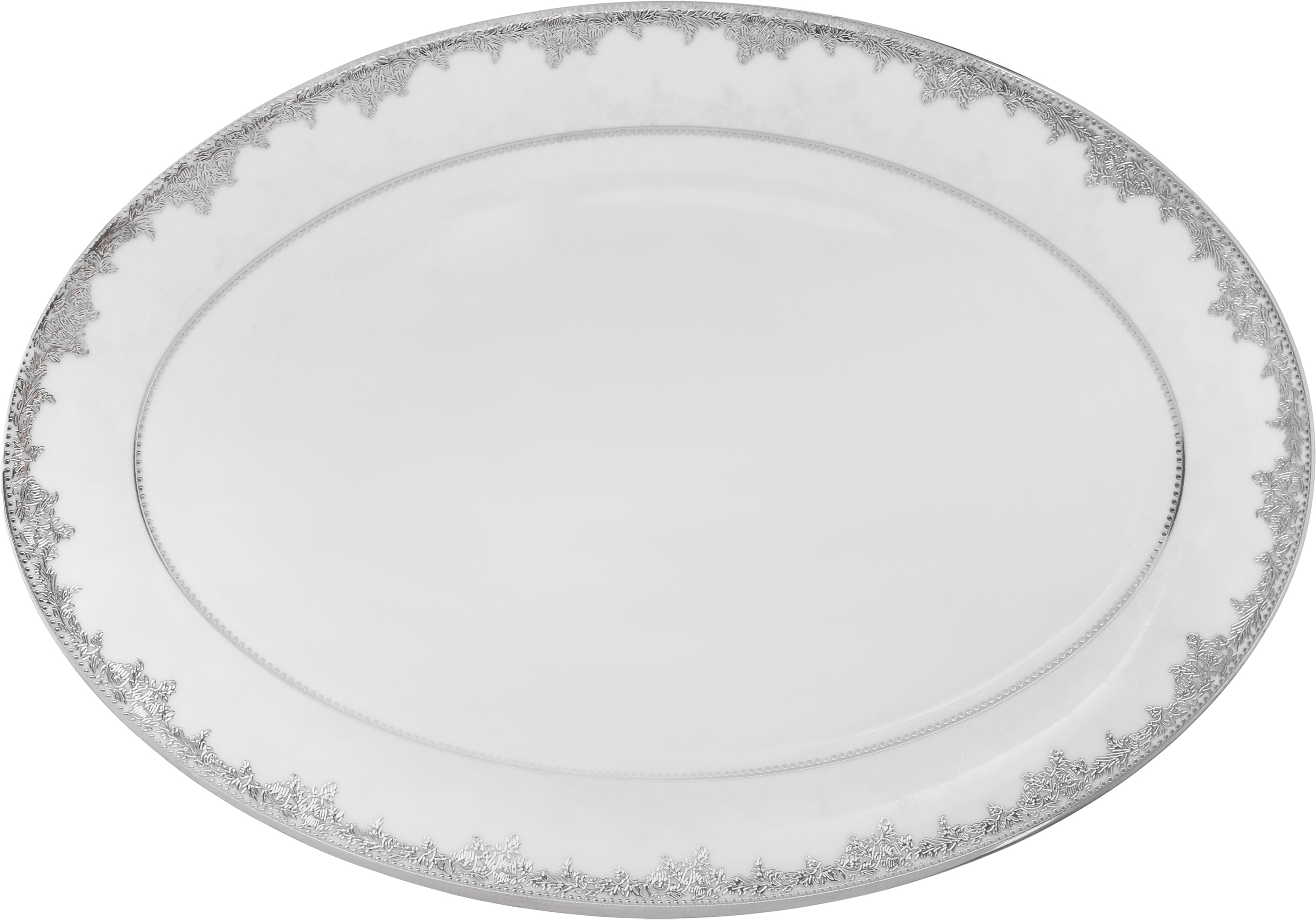 طقم سفرة بورسلان ريدج، 110 قطعة - ابيض فضي product image 14