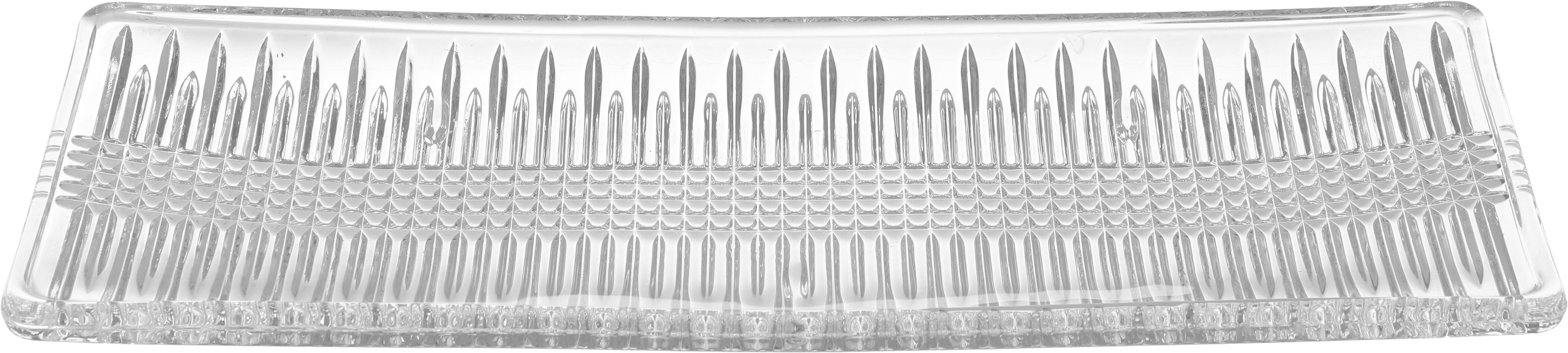 Al Saif Gallery Glass Serving Plate, Striped Rectangle, 41 x 15 x 3.6 cm - Clear product image