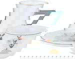 طقم تقديم شاي وقهوة زجاج وبورسلان السيف غاليري، 18 قطعة - شفاف أبيض product image 1