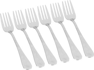 Al Saif Gallery-Engraved Stainless Steel Dessert Fork Set, 6 Pieces - Silver product image