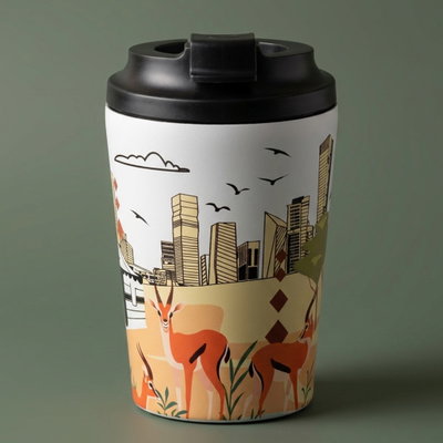 Al Saif Gallery Stainless Steel Deer Print Vacuum Insulated Mug, 360 ml, 12 oz - White product image 1