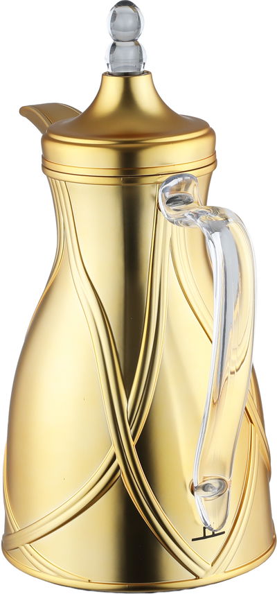 طقم ترامس طيف السيف غاليري، 0.7 / 1 لتر، 2 قطعة، خامة داخلية زجاج، يد شفاف، غطاء ضغاط - ذهبي مطفي product image 3