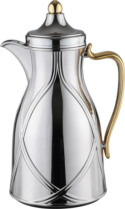 طقم ترامس طيف السيف غاليري، 0.7 / 1 لتر، 2 قطعة، خامة داخلية زجاج، يد ذهبي، غطاء ضغاط - فضي ذهبي product image 6