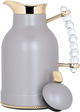 Al Saif Gallery Farida thermos set, 1/0.7 litre, transparent handle, two pieces, thermal glass inner case, steel outer case - Cappuccino product image 2