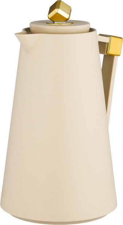 Everest Diamond Plastic Thermos, 1 Liter, Glass Inner Container, Push Button - Light Beige Gold product image 4