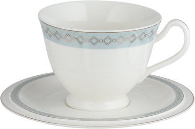 طقم تقديم سفرة بورسلان السيف غاليري، 166 قطعة، نقش فضي - أبيض رمادي product image 17