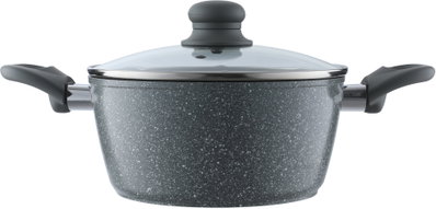 طقم قدور جرانيت بغطاء زجاج روكي، 9 قطع - رمادي product image 3