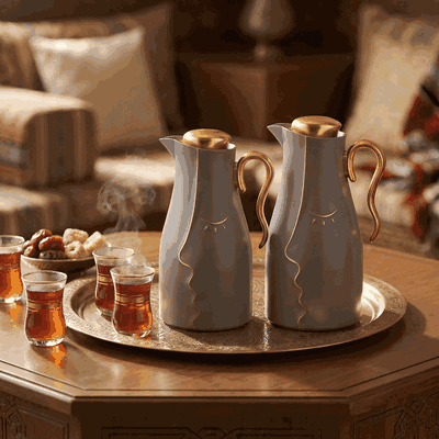 Al Saif Gallery Hawaa Thermos Set, 0.7/1 Liter, 2 Pieces, Inner Glass Case, Outer Plastic Body - Light Grey product image 7