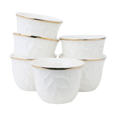 Al Saif Gallery porcelain Arabic coffee cups set, wooded, with golden calligraphy, 12 pieces - white product image 2