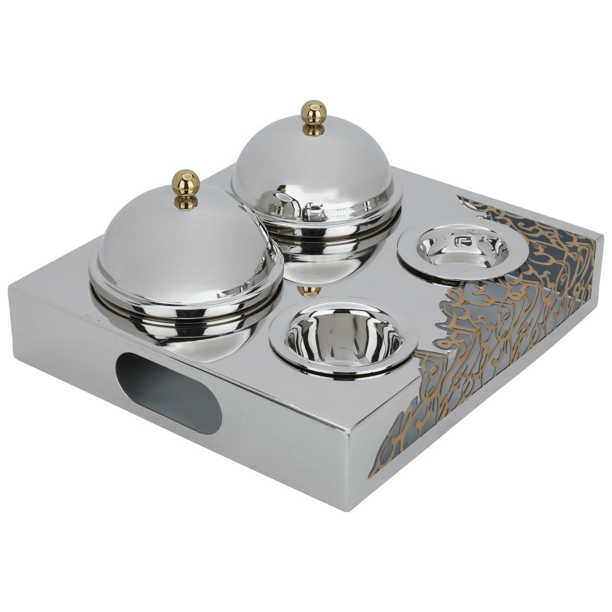 Al Saif Gallery Steel Serving Set, 32 x 29 x 13 cm, Base, 5 Pieces - Silver product image 2