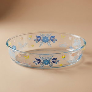 صينية فرن زجاج السيف غاليري، 2.4 لتر، نقش زهور، 30x21x6 سم - شفاف product image