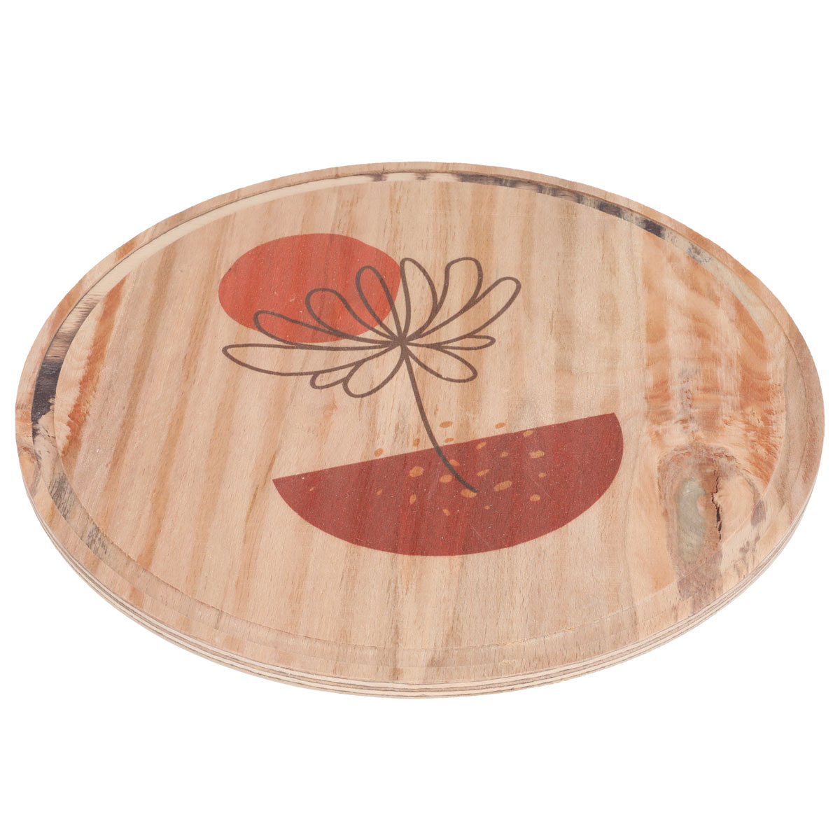 صحن تقديم بغطاء خشب السيف غاليري، دائري - بني product image 2