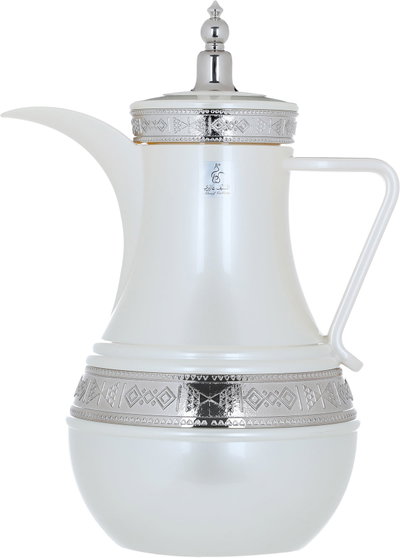 Al Saif Gallery Amal thermos set, 1/1 liter, 2 pieces, thermal glass inner shell, plastic outer shell - white product image 3