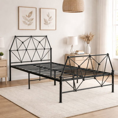 سرير هيكل حديد، 190×70×70 سم - أسود product image 6