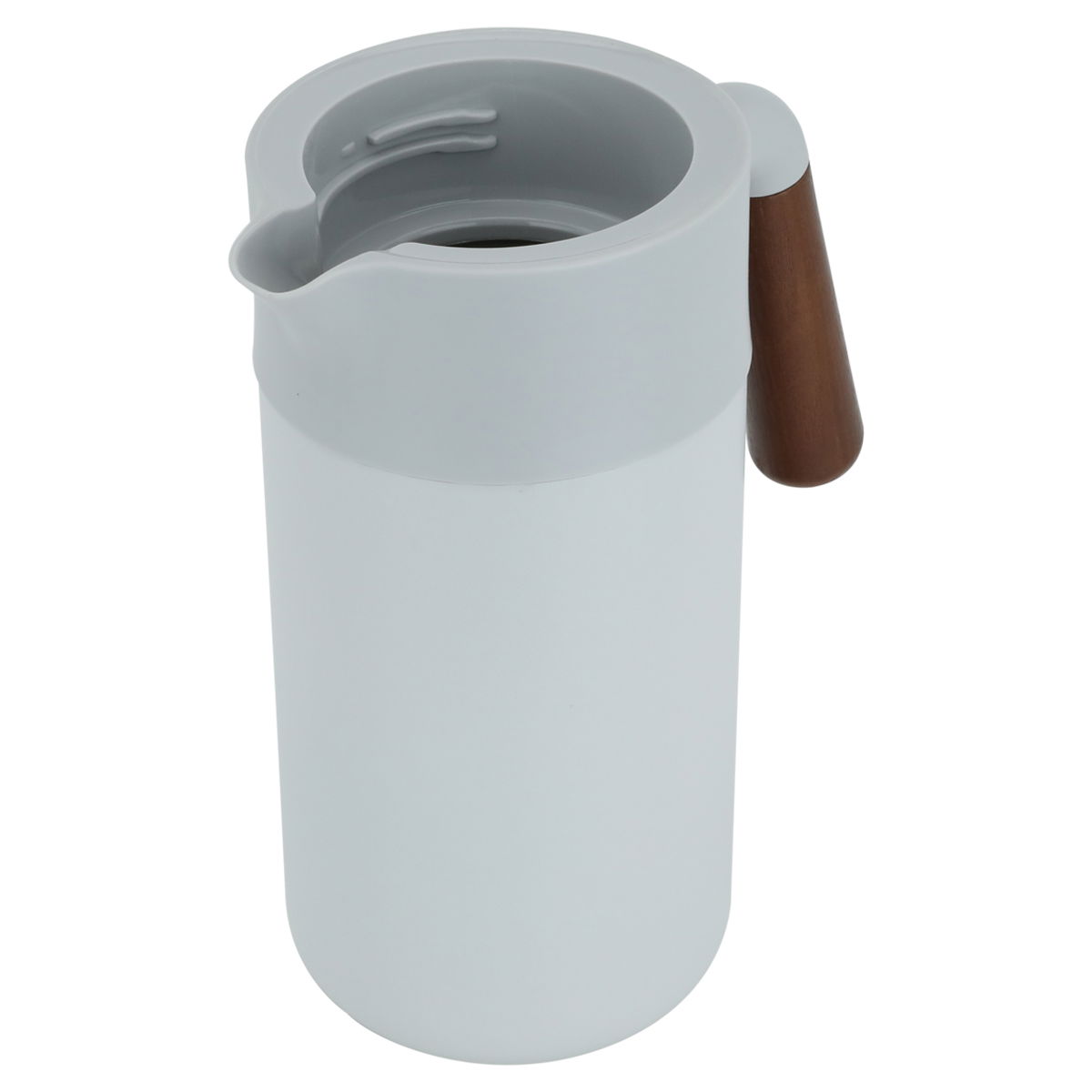 Timeless Tara Thermos, 1.2 litres, wooden handle, squeezer, steel inner container, steel outer shell - gray product image 3