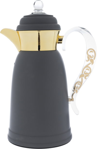 Al Saif Gallery Qamar thermos set, 1 liter, thermal glass inner container, steel outer shell - dark gray product image 3