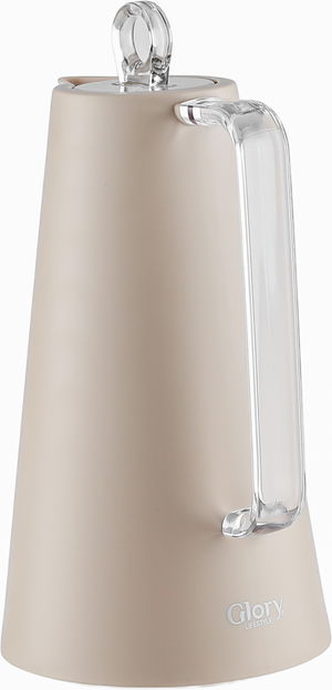 ترمس جلوري، 1 لتر، خامة داخلية زجاج، يد شفاف، غطاء ضغاط - بيج product image 2