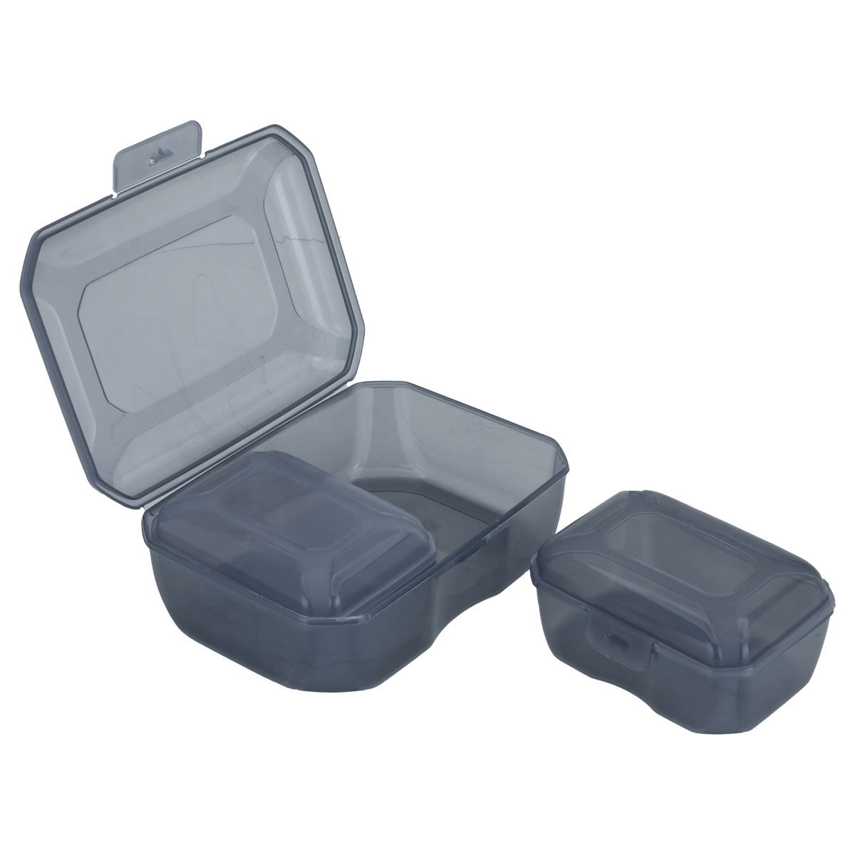 Proof Plastic Storage Containers Set, 3 Pieces, 0.5 / 0.5 / 2 Liter, Rectangle - Transparent Black product image 2