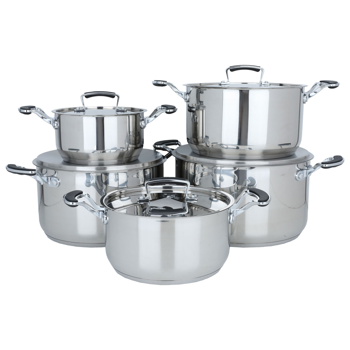 Rocky Steel Cookware Set, 10 Pieces, Silicone Handle - Silver product image