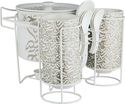 طقم شوربة بورسلان ون مور، 35x25x25 سم، 16 قطعة - أبيض بيج product image 3