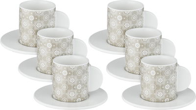 طقم فناجين قهوة تركي بورسلان ون مور، 140 مل، 12 قطعة - أبيض بيج product image 1