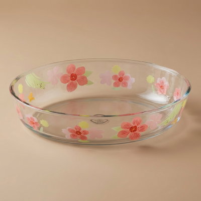 صينية فرن زجاج السيف غاليري، 2.4 لتر، نقش زهور، 30x21x6 سم - شفاف product image 1