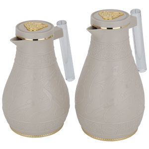 Al Saif Gallery Karam thermos set, 1/0.65 liter, Islamic pattern, thermal glass inner shell, plastic outer shell - light brown product image 2