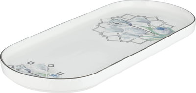 صحن تقديم حلا بورسلان السيف غاليري، نقش وردة سماوي، 31x14x2 سم - متعدد الالوان product image 2